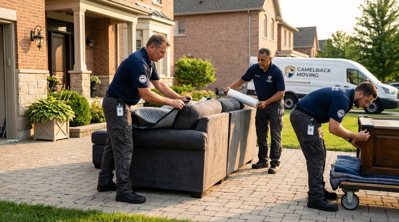 Large estate moving crew wrapping furniture in Creedmoor, NC