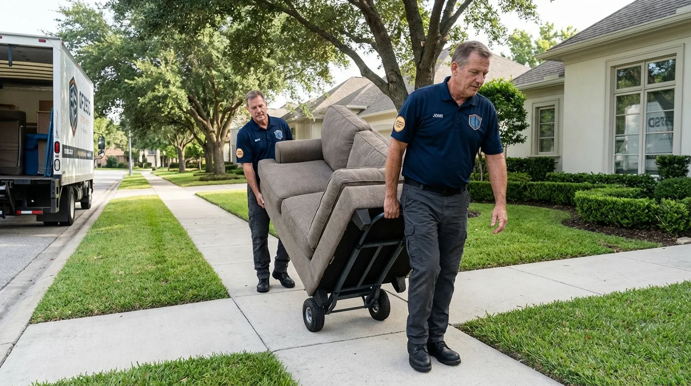 Local residential moving crew loading furniture in Creedmoor, NC